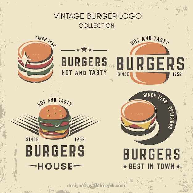 Download Free Great Collection Of Vintage Burger Logos Free Vector Use our free logo maker to create a logo and build your brand. Put your logo on business cards, promotional products, or your website for brand visibility.