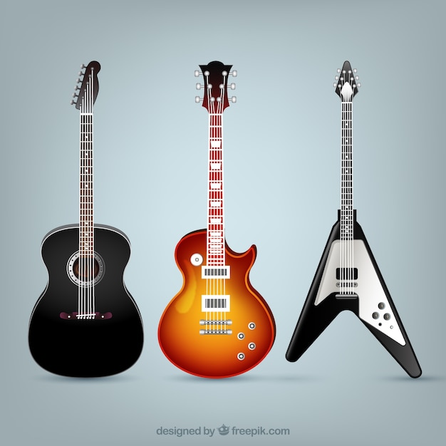 Download Great electric guitars in realistic design Vector | Free Download