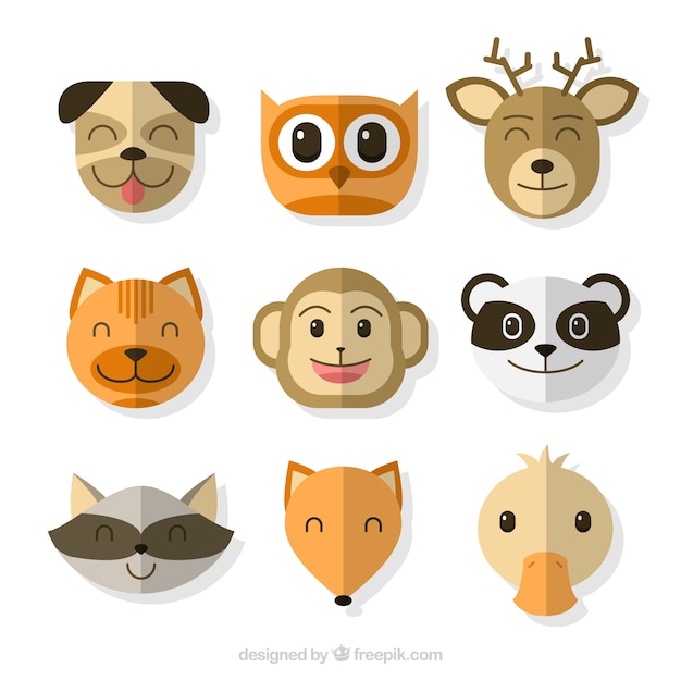 Free Vector | Great emoticons with cute animals