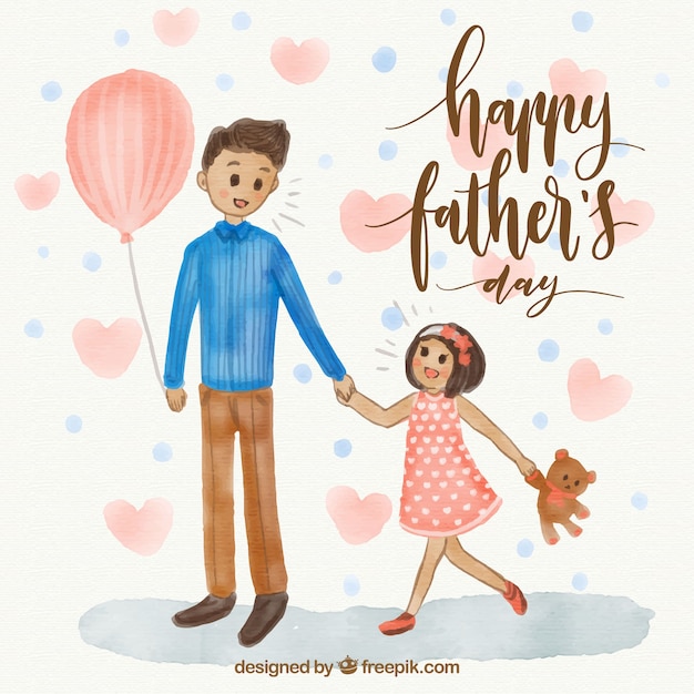 Great father\'s day background of man with his\
daughter