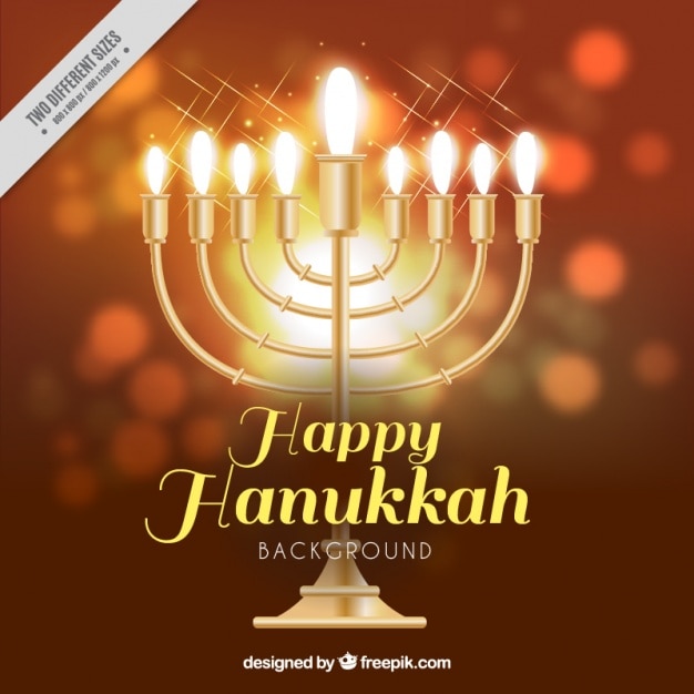 Great hanukkah background with realistic\
candelabra