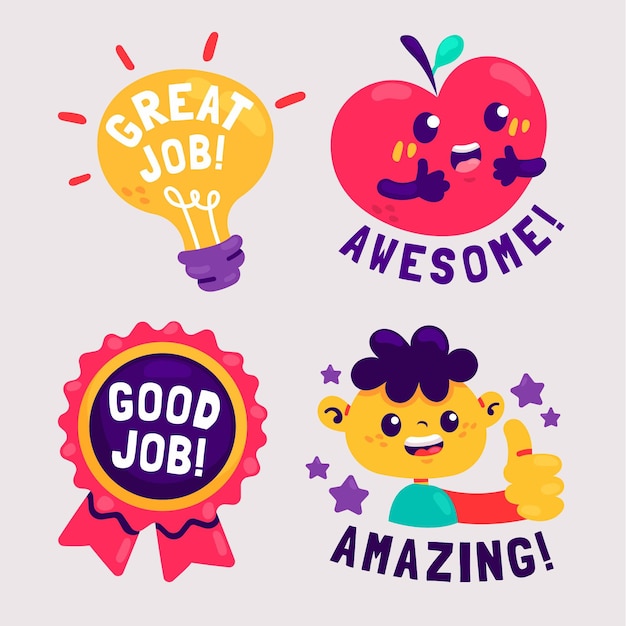 Free Vector | Great job sticker collection