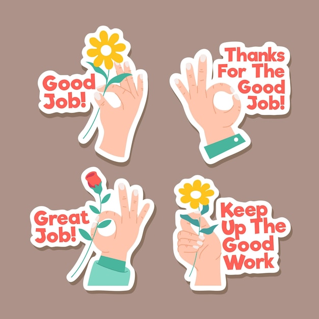 Free Vector Great Job Sticker Collection