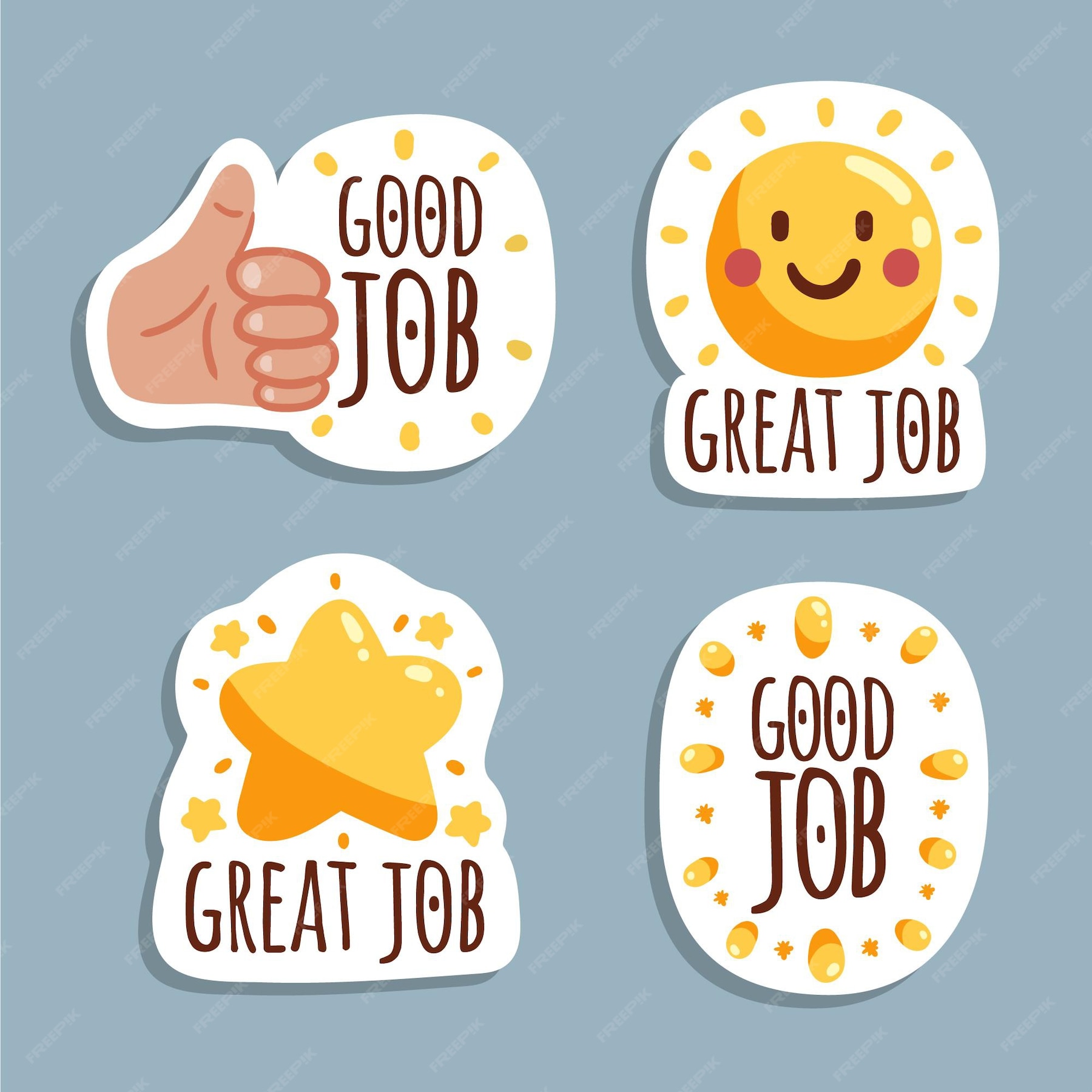 Premium Vector | Great job stickers pack