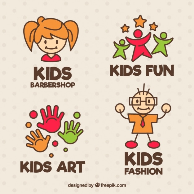 Great kids logos in flat design Vector | Free Download