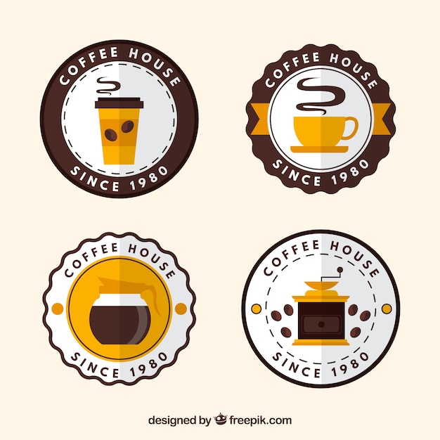Download Free Great Pack Of Decorative Badges For A Coffee Shop Free Vector Use our free logo maker to create a logo and build your brand. Put your logo on business cards, promotional products, or your website for brand visibility.
