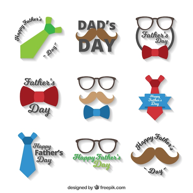 Download Great pack of flat stickers for father's day | Free Vector