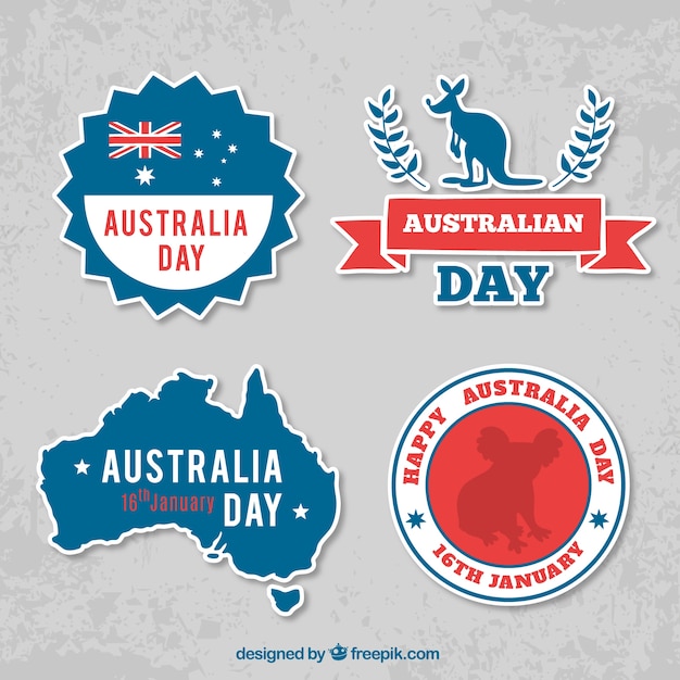 Free Vector Great set of australia day stickers