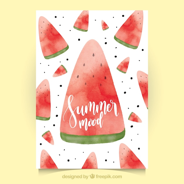 Download Free Vector | Great summer card with watermelon portions
