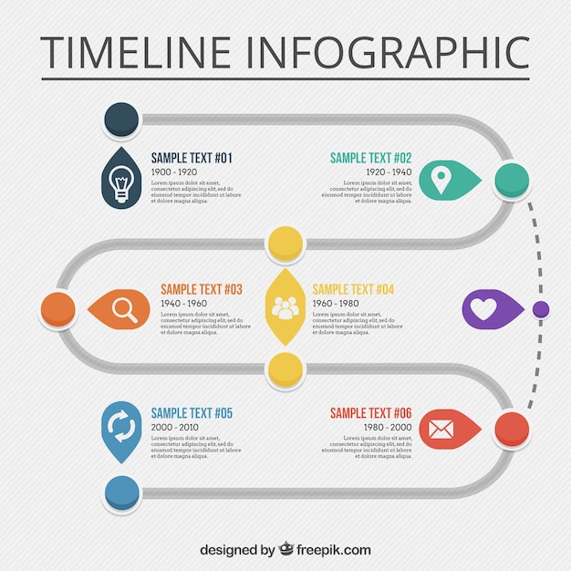 Great timeline infographic with white icons Vector | Free Download