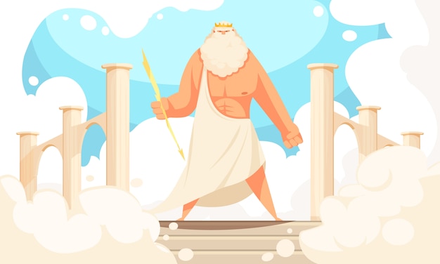 Free Vector | Greece ancient gods flat cartoon of powerful mythological