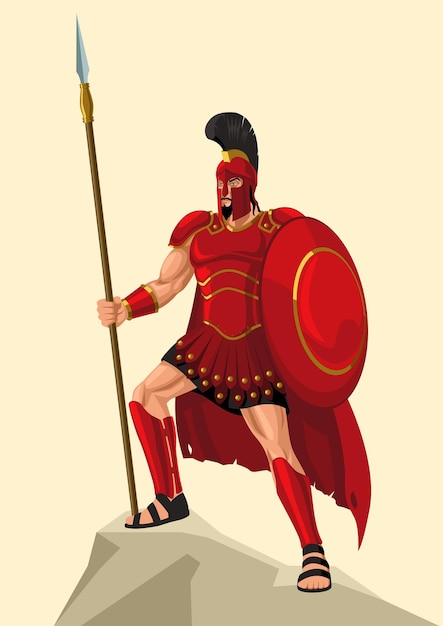 ギリシャの神と女神のベクトルイラストシリーズ アレスは ギリシャの戦争の神です 彼は12人のオリンピック選手の1人であり ゼウスとヘラの息子です プレミアムベクター