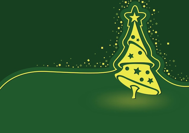 Premium Vector | Green abstract christmas background with gold christmas tree cut out in a dark