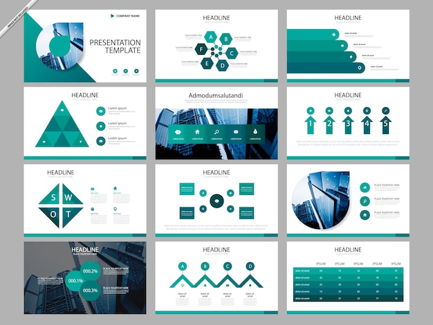 Premium Vector | Green abstract presentation templates infographic