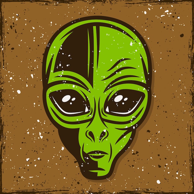 Premium Vector | Green alien head illustration, t-shirt print in ...