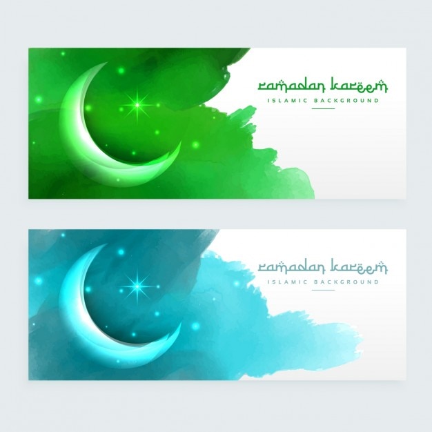Green and blue moons banners