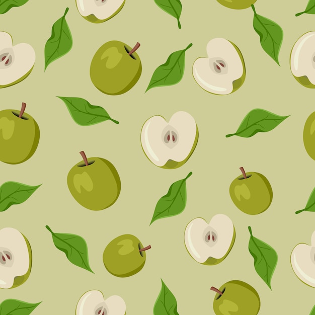 Premium Vector Green Apple Fruit Seamless Pattern