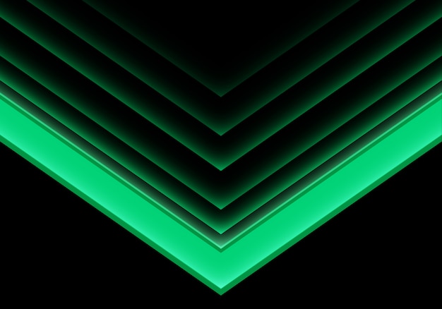 Green arrow light neon direction on black background. | Premium Vector
