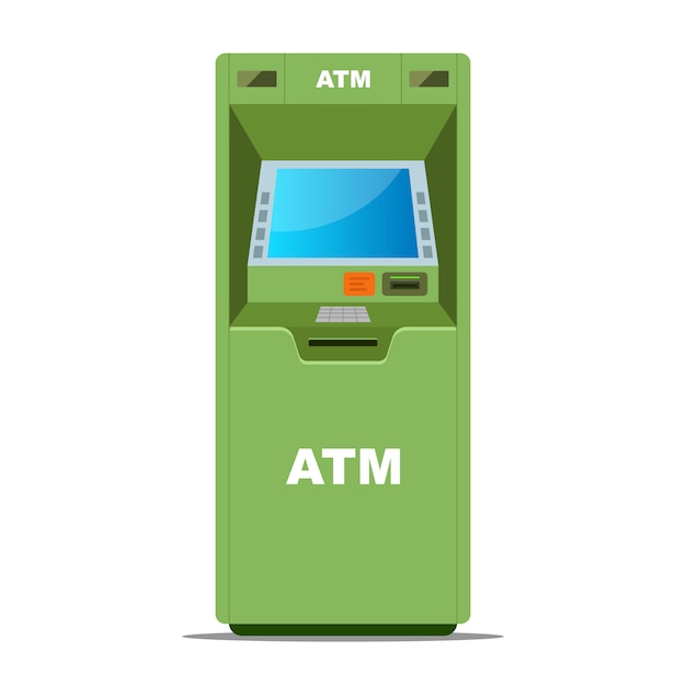 お金を引き出すためのグリーンatm プレミアムベクター