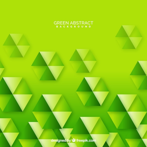 Green background with hexagons and triangles