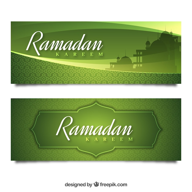 Free Vector Green Banners Of Ramadan Kareem