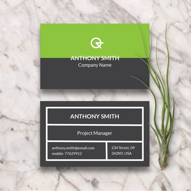 Free Vector | Green and black business card