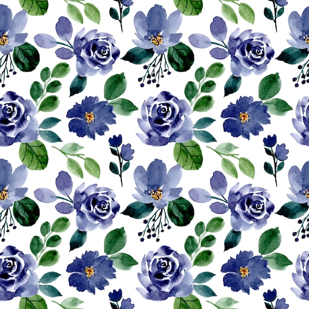 Premium Vector | Green and blue watercolor floral seamless pattern