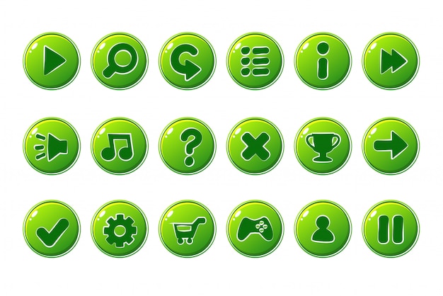 Green buttons for game ui Premium Vector