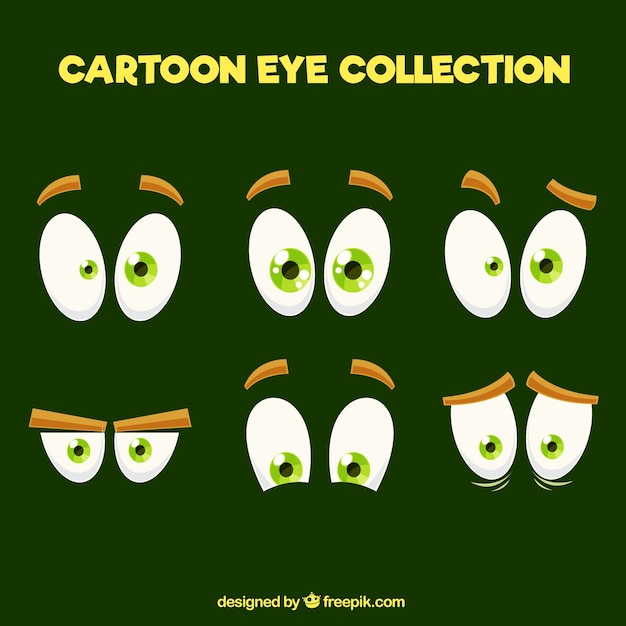Green cartoon eyes set