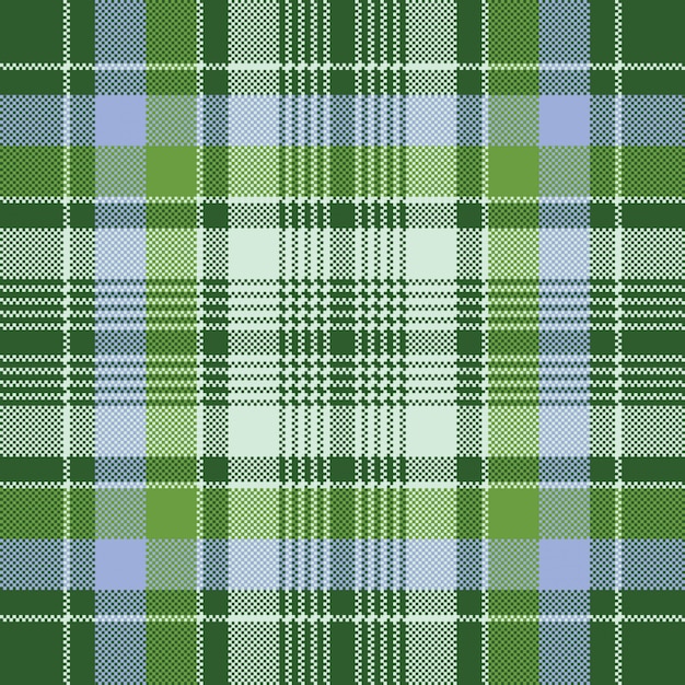 Premium Vector | Green check plaid fabric texture pixel seamless pattern