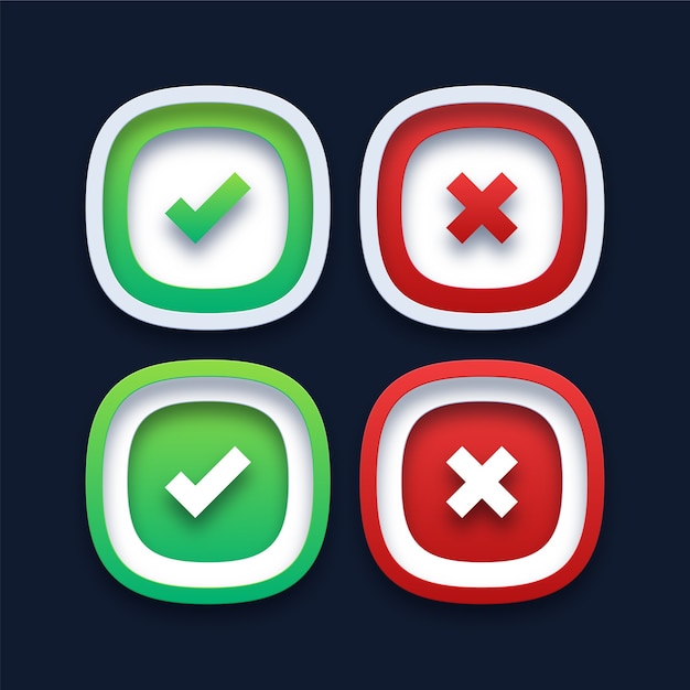 Premium Vector Green Checkmark And Red Cross Icons