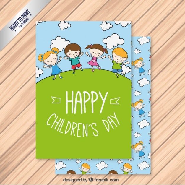 free-vector-green-children-day-card