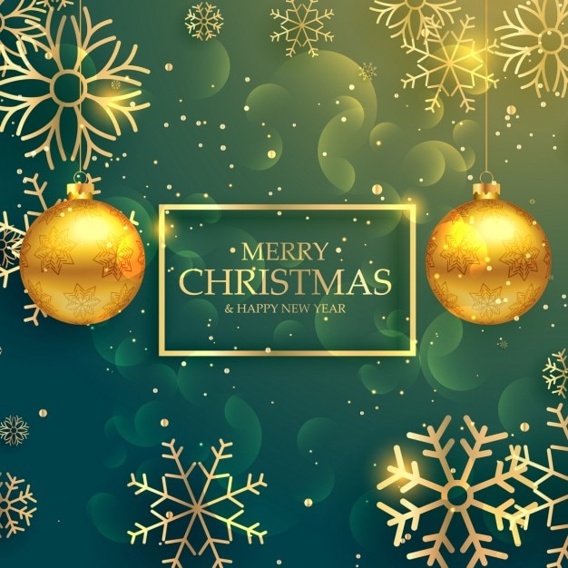 Download Free Vector Green Christmas Background With Golden Snowflakes PSD Mockup Templates