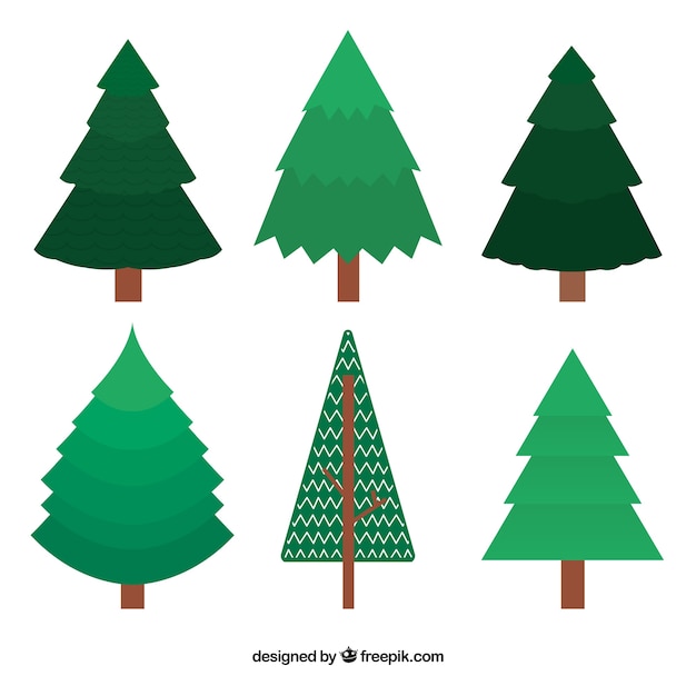 Download Green christmas trees in flat design Vector | Free Download