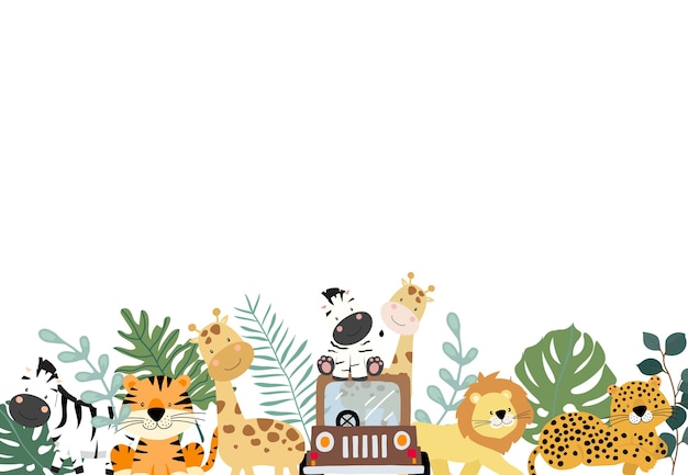 cute safari animals background