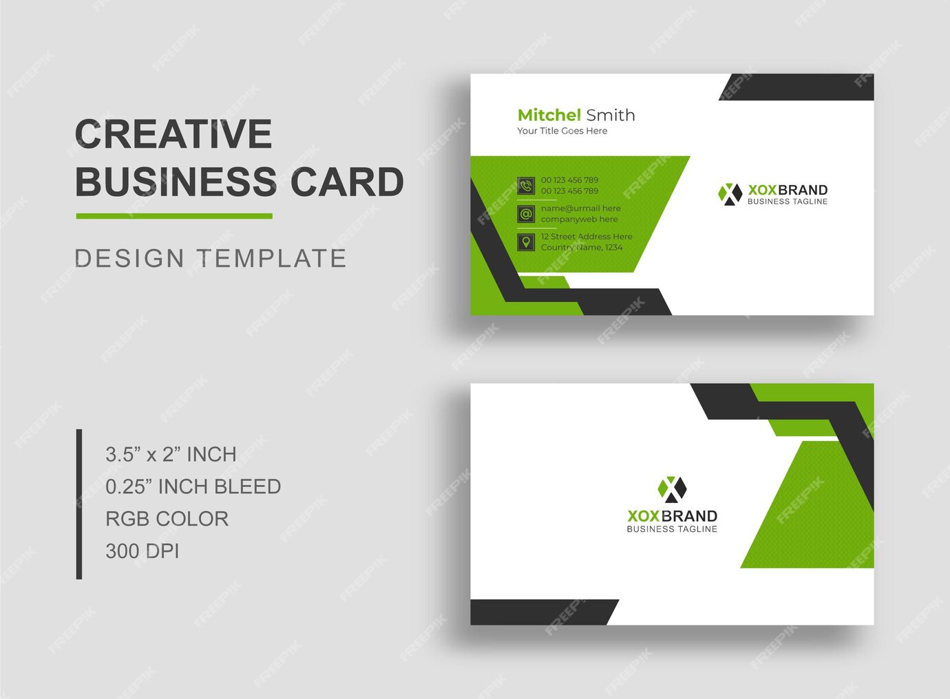 Premium Vector | Green color business card