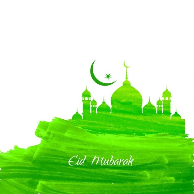  Green  color islamic  background with mosque Free Vector