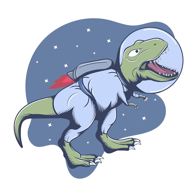 Premium Vector | Green dinosaur wearing astronaut suit dreams of flying ...