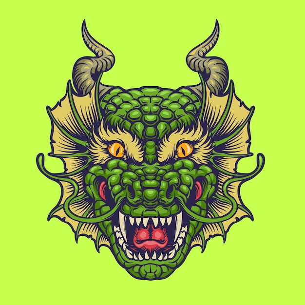 Premium Vector | Green dragon head