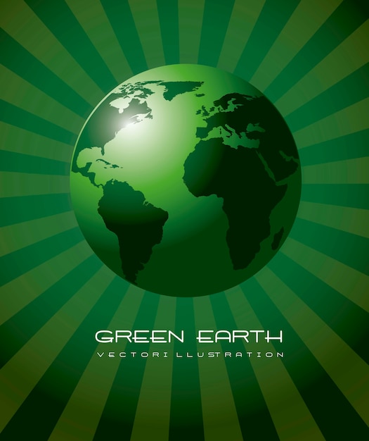 緑の地球現実的な生態系の背景ベクトルのイラスト プレミアムベクター
