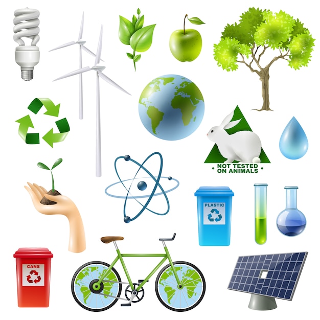 Free Vector | Green energy sign set