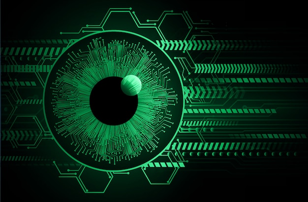 Green eye cyber circuit future technology concept background Premium Vector