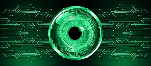 Green eye cyber circuit future technology concept background Premium Vector