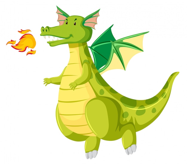 Green fire breathing dragon Free Vector