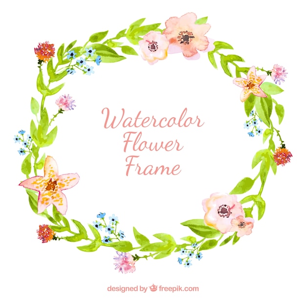 Free Vector Green floral frame  with cute  flowers