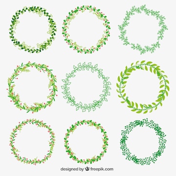 Free Vector | Green floral wreaths