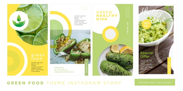 Green food healthy dish instagram story Premium Vector