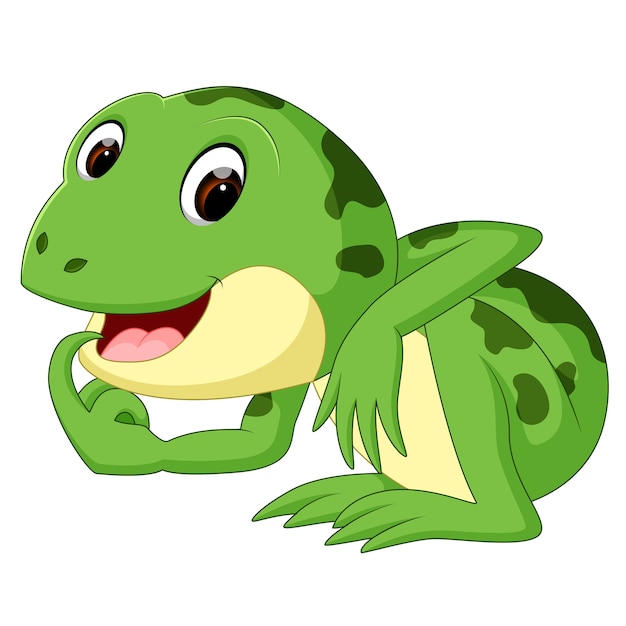 Premium Vector | Green frog with happy smile