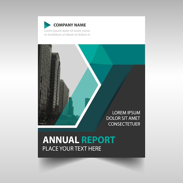 Green geometric annual report template | Free Vector