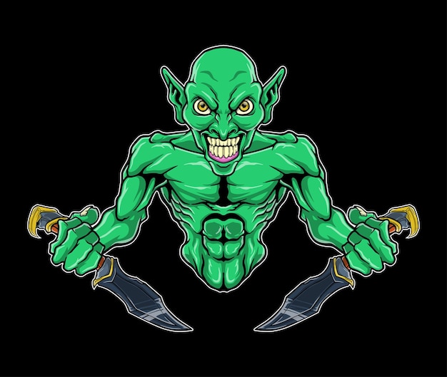 Premium Vector Green Goblin Halfbody Logo Illustration Artwork